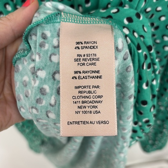 Philosophy Woman Plus size 3/4 sleeve green polka dot soft flowy top blouse 2X - Picture 4 of 4